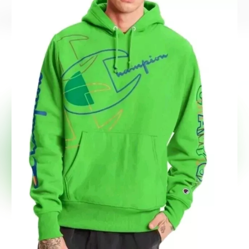Champion Reverse Weave Sweatshirt Hoodie Adult Med Kelly Green Preppy Sporty NWT